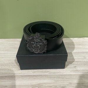 Elegant Black Belt with Intricate Buckle